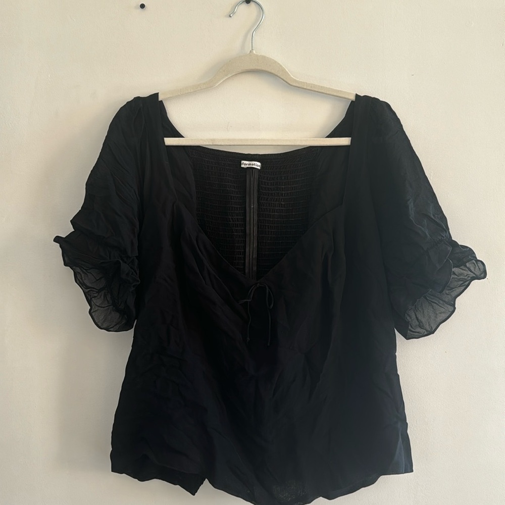 Reformation Black Ruched Top